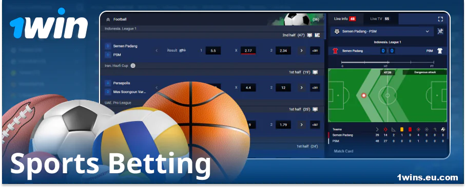 Bet on sports at the 1Win online bookmaker