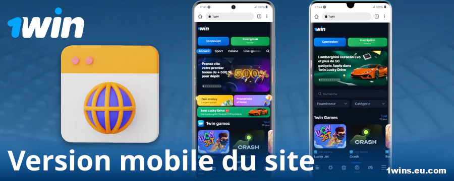 Version navigateur du site mobile 1Win pour les Français