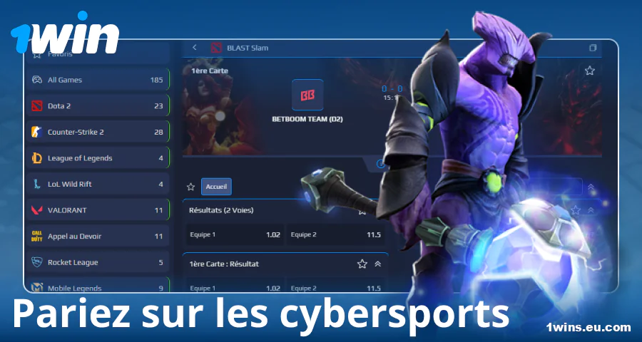 Paris e-sportifs pour les parieurs français chez 1Win