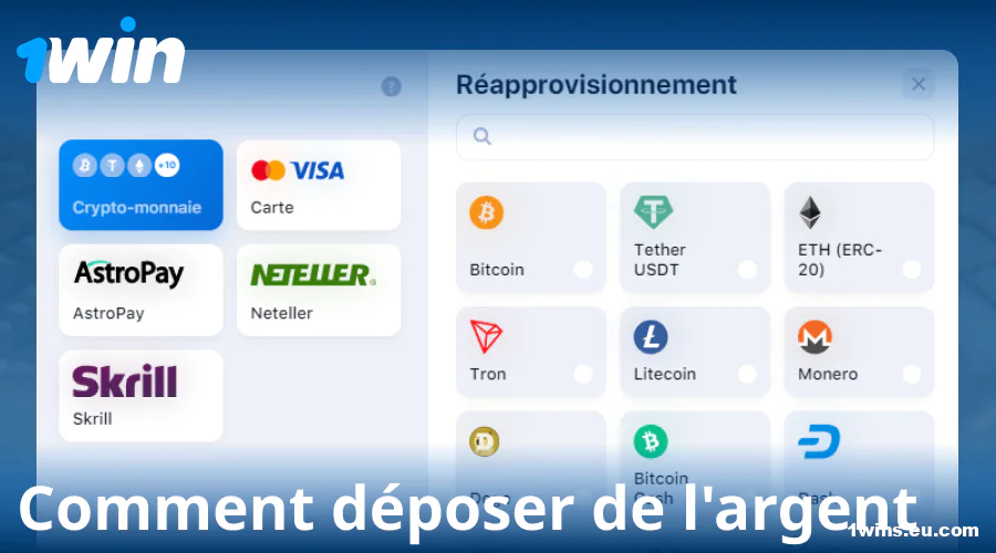 Guide pour effectuer un dépôt sur 1Win France
