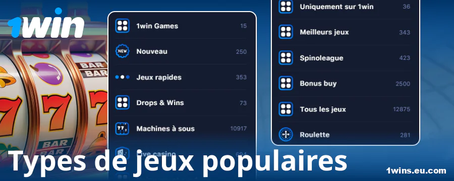 Variétés de jeux dans le casino en ligne 1Win France