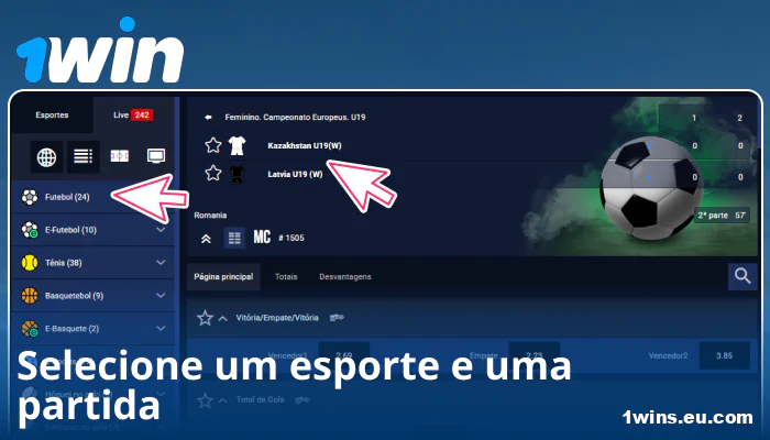 Escolha um evento esportivo no 1Win BR