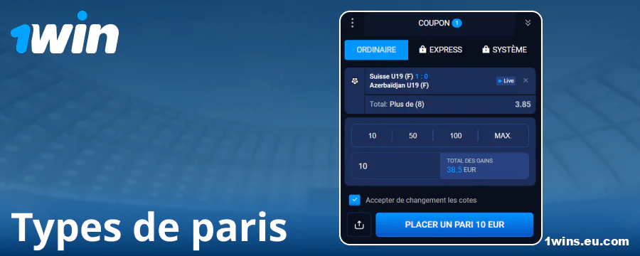 Quels paris sont disponibles sur 1Win France