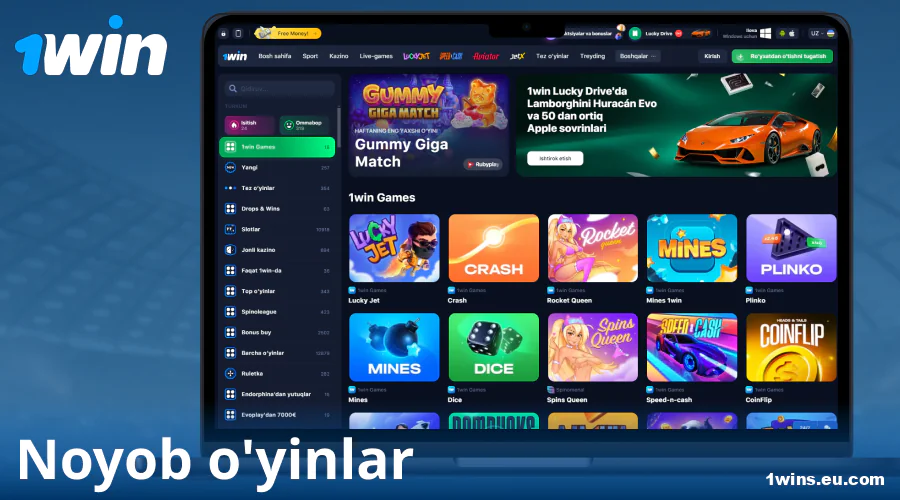 O‘zbekistonlik o‘yinchilar uchun eksklyuziv 1Win o‘yinlari