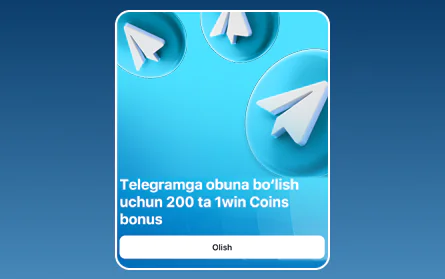 1Win UZ kazinosida Telegramga obuna bo‘lish