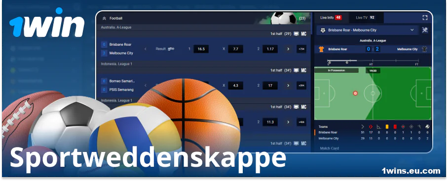 Wed op sport by die 1Win aanlyn bookmaker