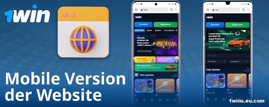 Browser-Version der mobilen 1Win-Website für Deutsche