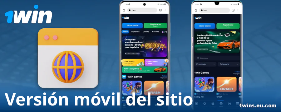 Versión móvil del navegador del sitio 1Win para españoles