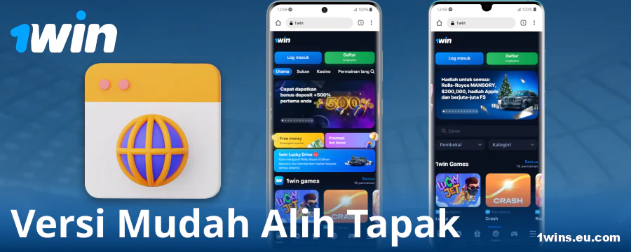 Versi pelayar laman web mudah alih 1Win