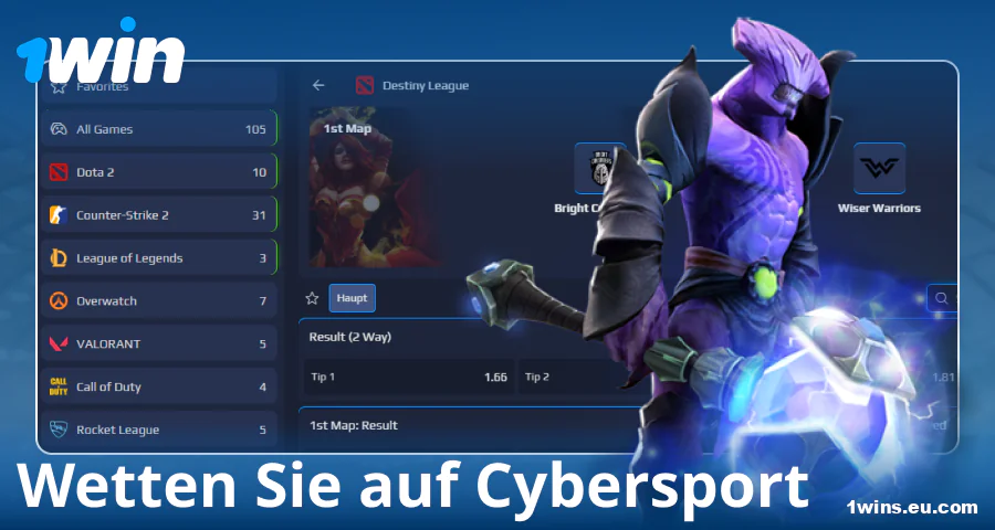 E-Sport-Wetten für deutsche Wettende bei 1Win