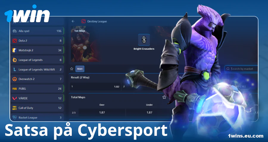 E-sportssatsningar för svenska spelare på 1Win