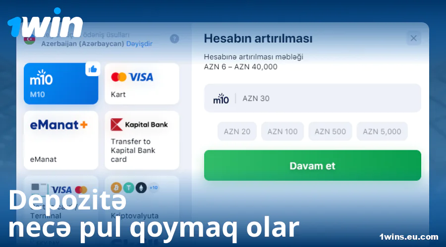 1Win Azərbaycanda depozit təlimatı