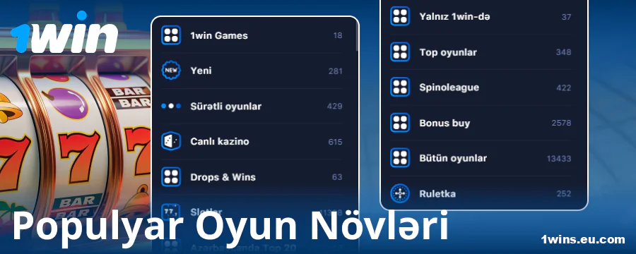 1Win Azərbaycanın onlayn-kazino oyun növləri