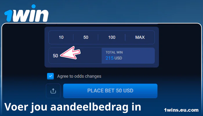 Voer jou weddensbedrag in op 1Win