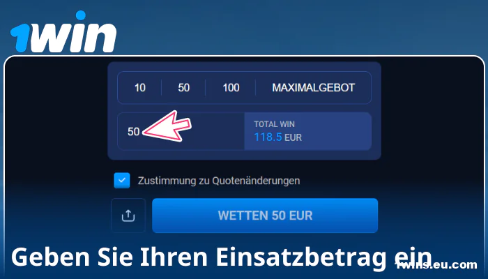 Geben Sie Ihren Einsatz bei 1Win Deutschland ein