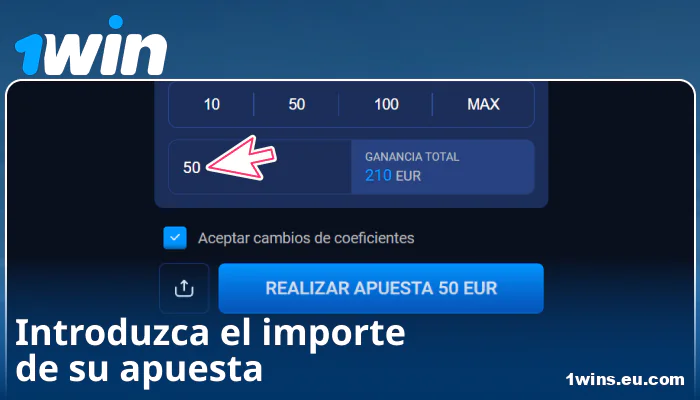 Introduzca la cantidad de su apuesta en 1Win España