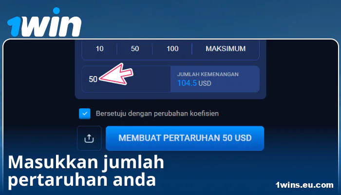 Masukkan jumlah pertaruhan anda di 1Win
