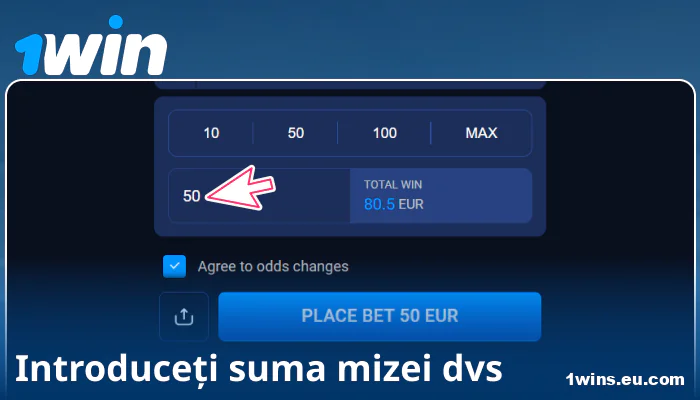 Introduceți suma pariului la 1Win România
