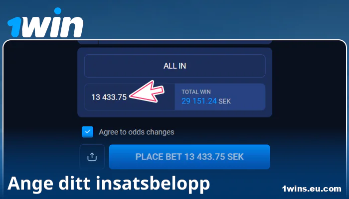 Ange satsningsbelopp på 1Win Sverige