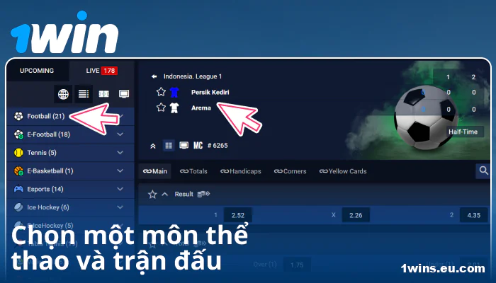 Chọn sự kiện thể thao tại 1Win VN