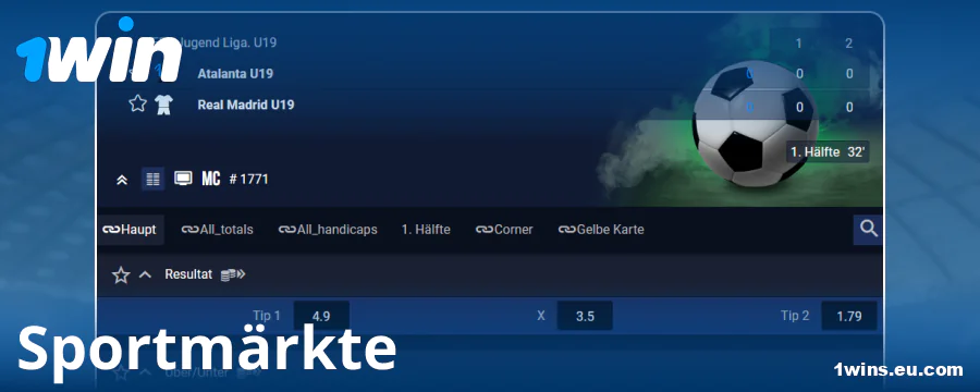Wettmärkte für Wettende bei 1Win Deutschland