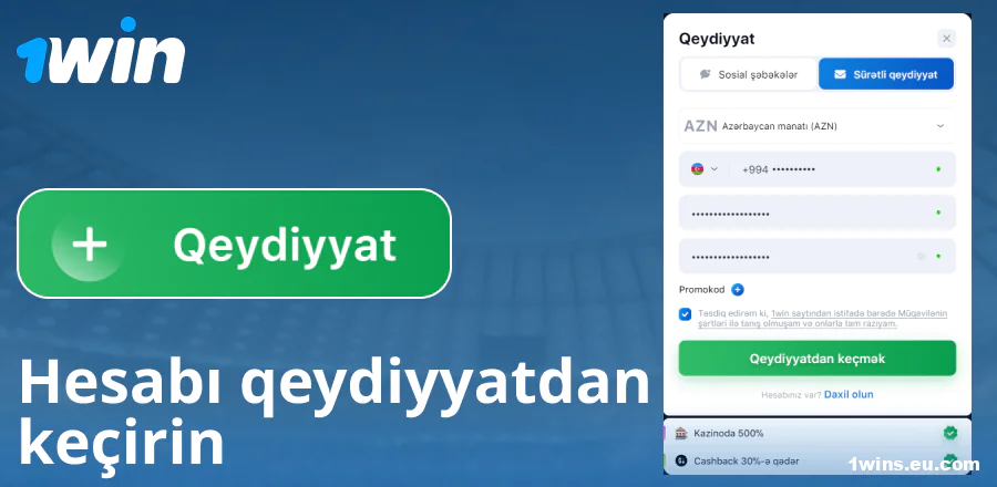 1Win Azərbaycan saytında hesab yaratmaq