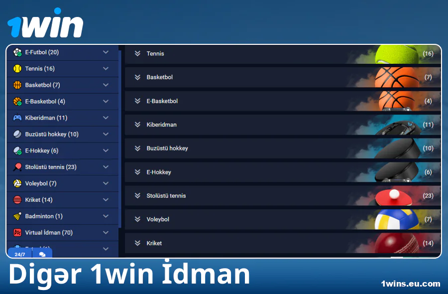1Win Azərbaycanda mövcud idman növləri