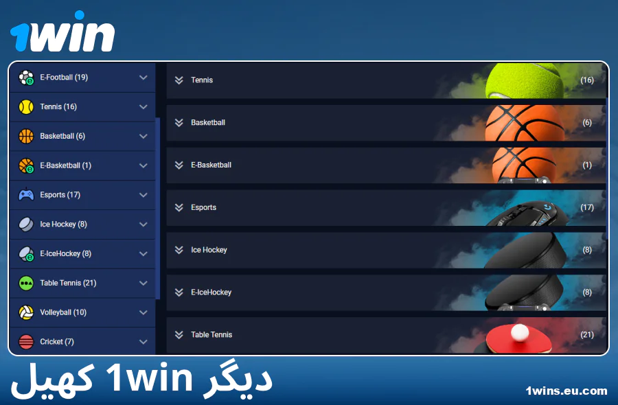 1Win پاکستان بک میکر میں دستیاب کھیلوں کی اقسام