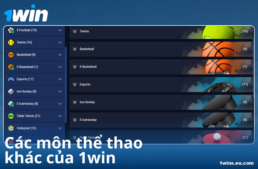 Các môn thể thao có sẵn tại nhà cái 1Win Việt Nam
