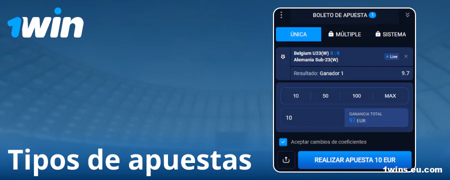 Tipos de apuestas disponibles en 1Win España