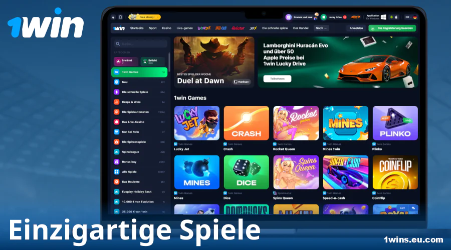 Exklusive 1Win-Spiele für deutsche Spieler