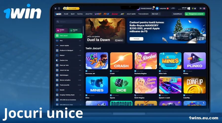Jocuri exclusive 1Win pentru jucătorii români
