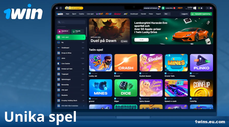 Exklusiva spel från 1Win för svenska spelare