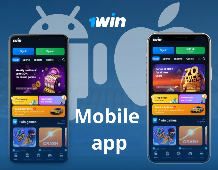 Download and install 1win mobile software on Android or iOS