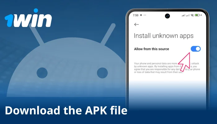 Approve permissions and wait for the 1win APK file