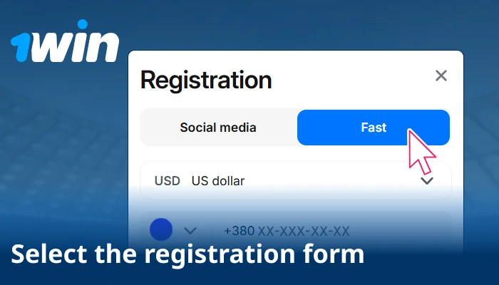 Pick the Quick option for 1win sign-up