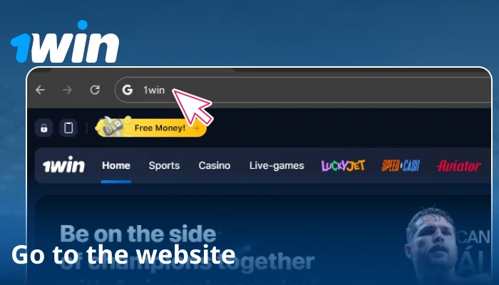 Open 1win site on PC or smartphone