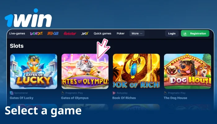 Click a slot to start the game at 1win