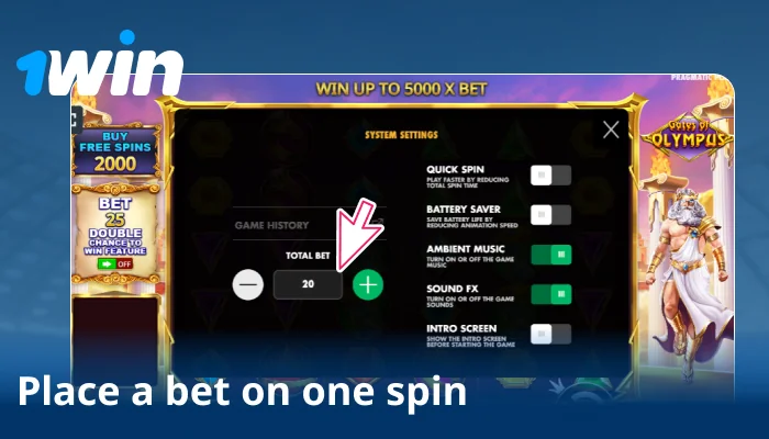 Adjust your bet per spin using in-game controls